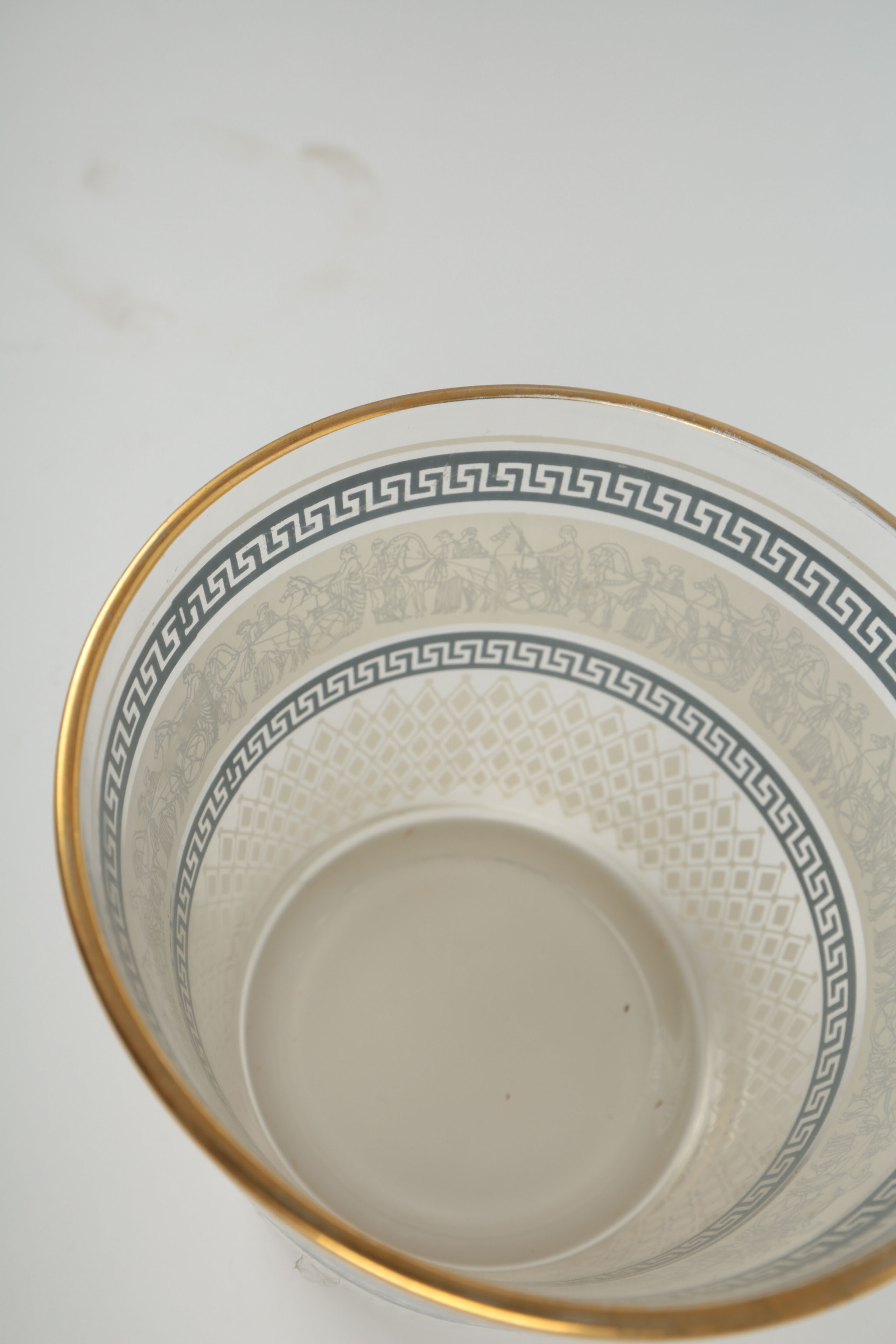 Mid-Century Jeannette Glass "Patrician" Ice Bucket with Grecian Motif