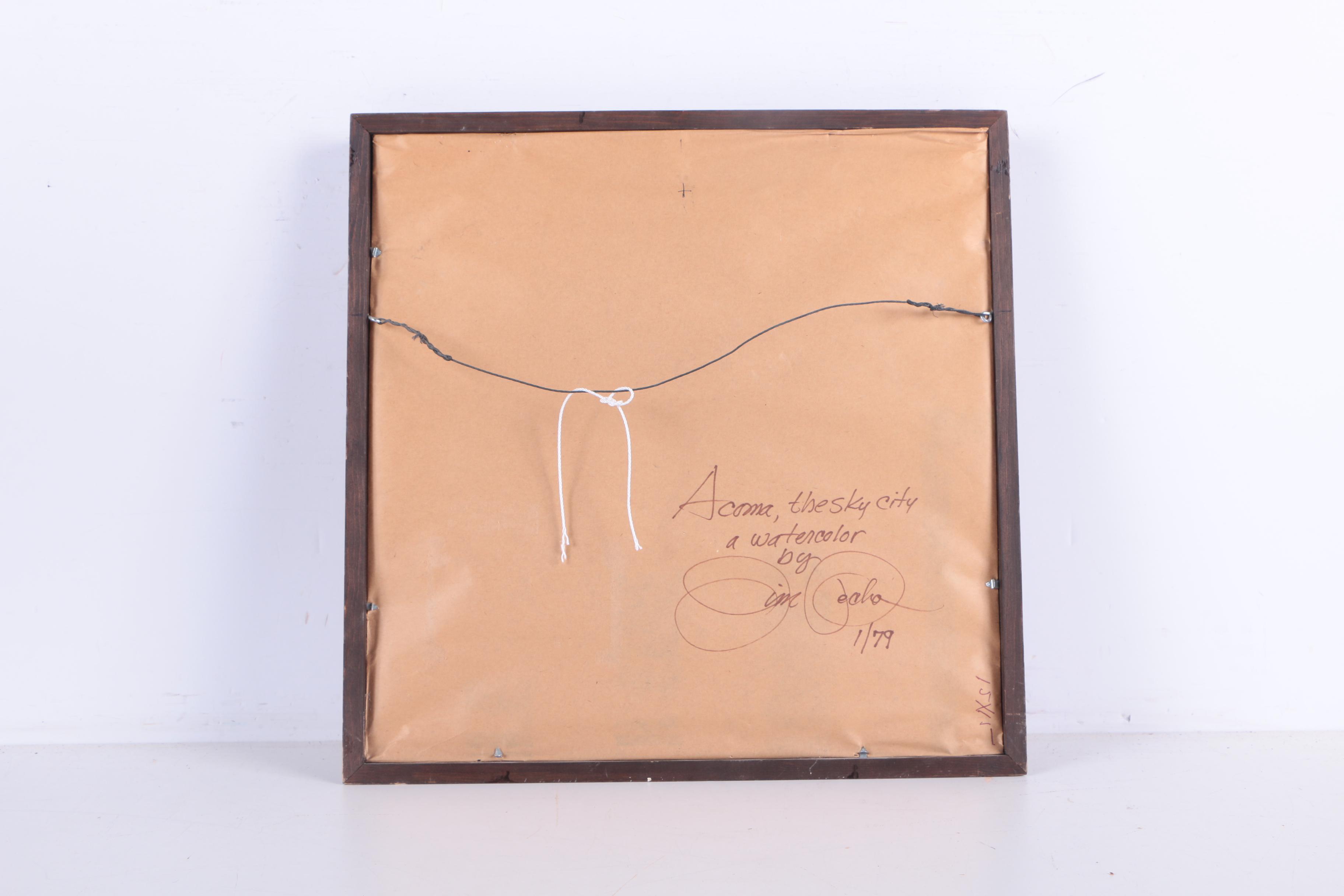 1979 Jim Pecho Watercolor Painting "Acoma, the Sky City"