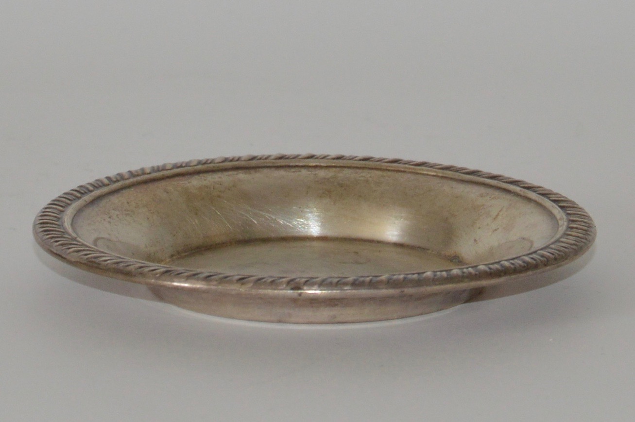 Sterling Silver Dish and Miniature 800 Silver Spoon