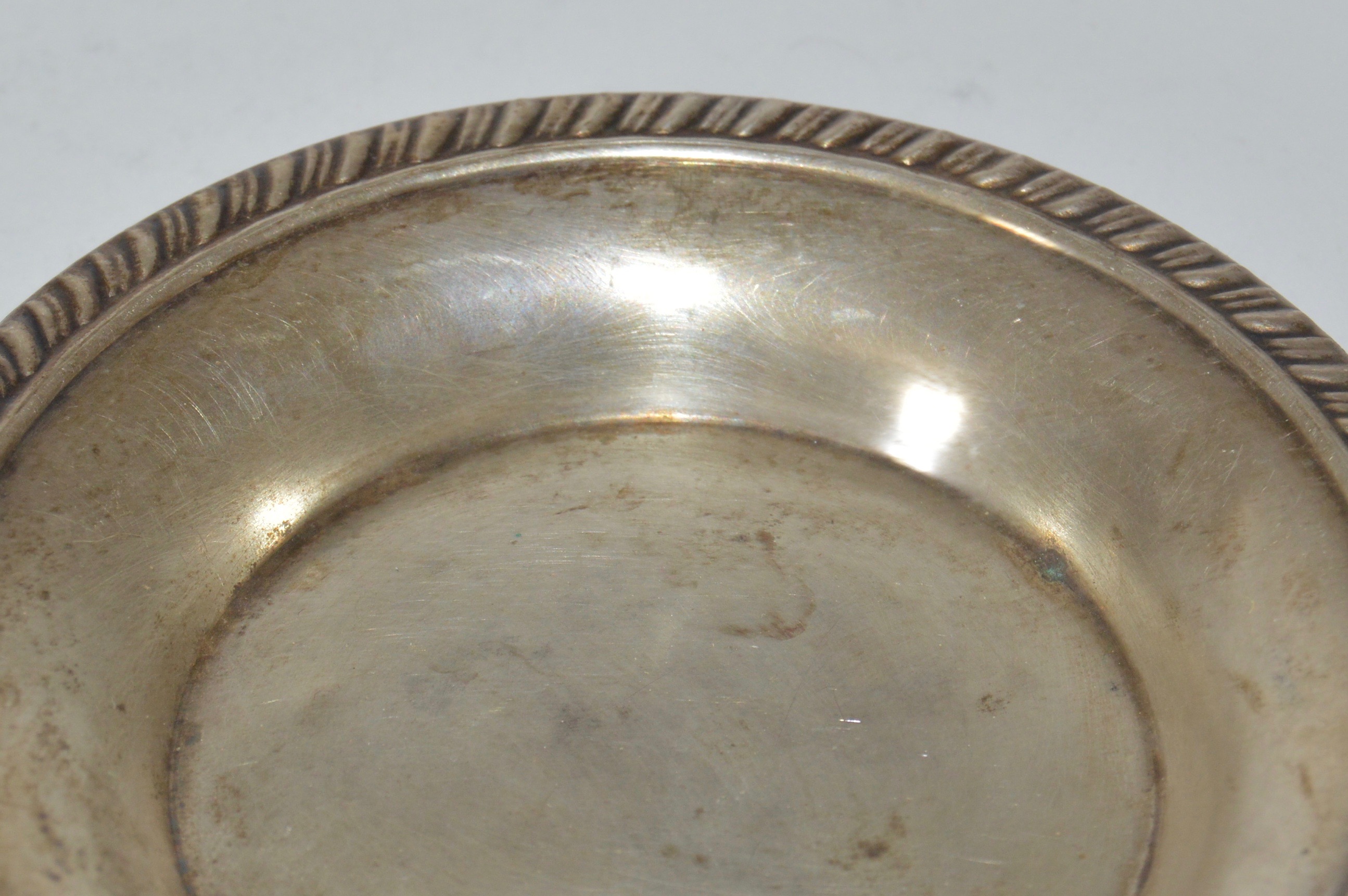 Sterling Silver Dish and Miniature 800 Silver Spoon
