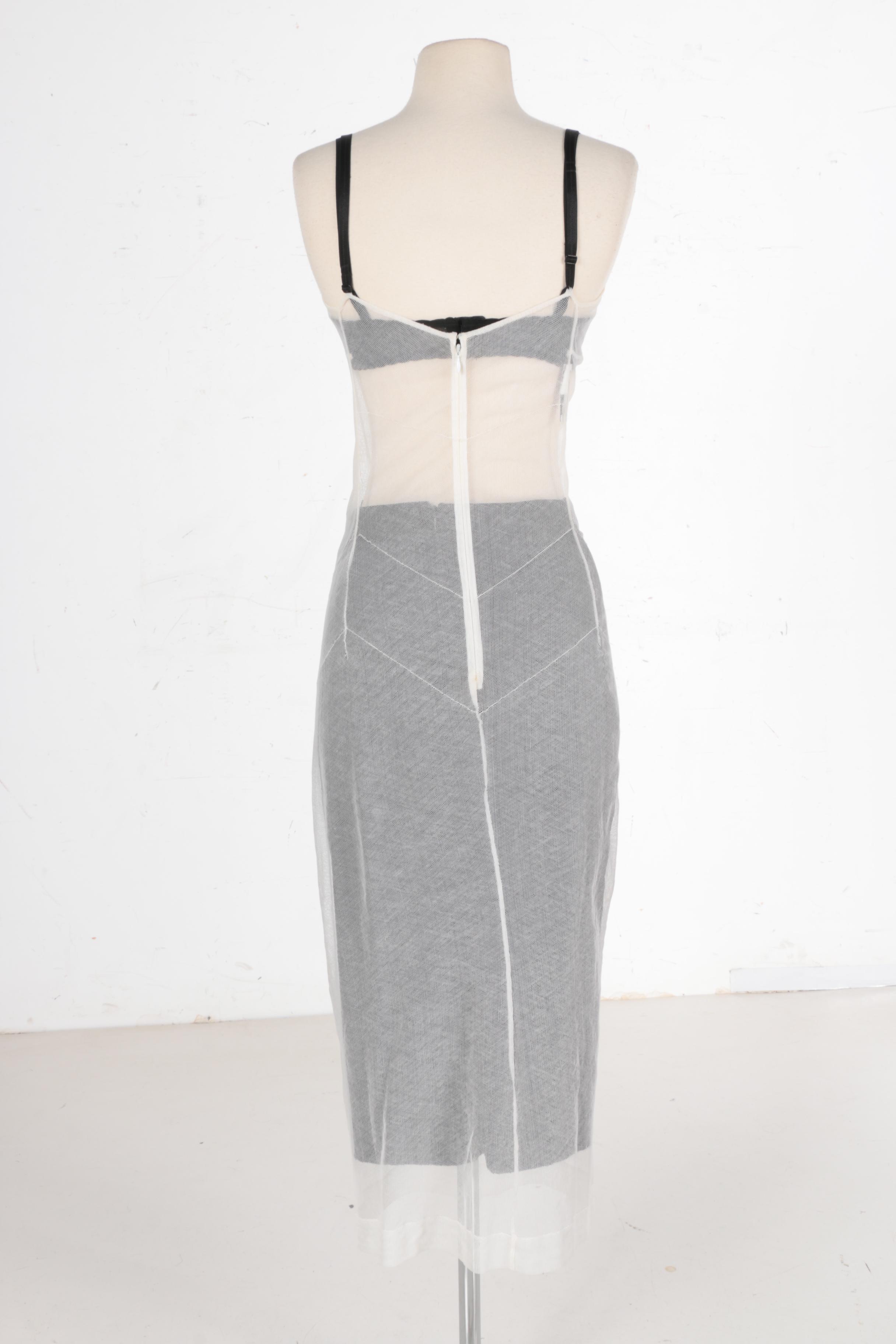 Dolce & Gabbana White Mesh Dress with Black Slip