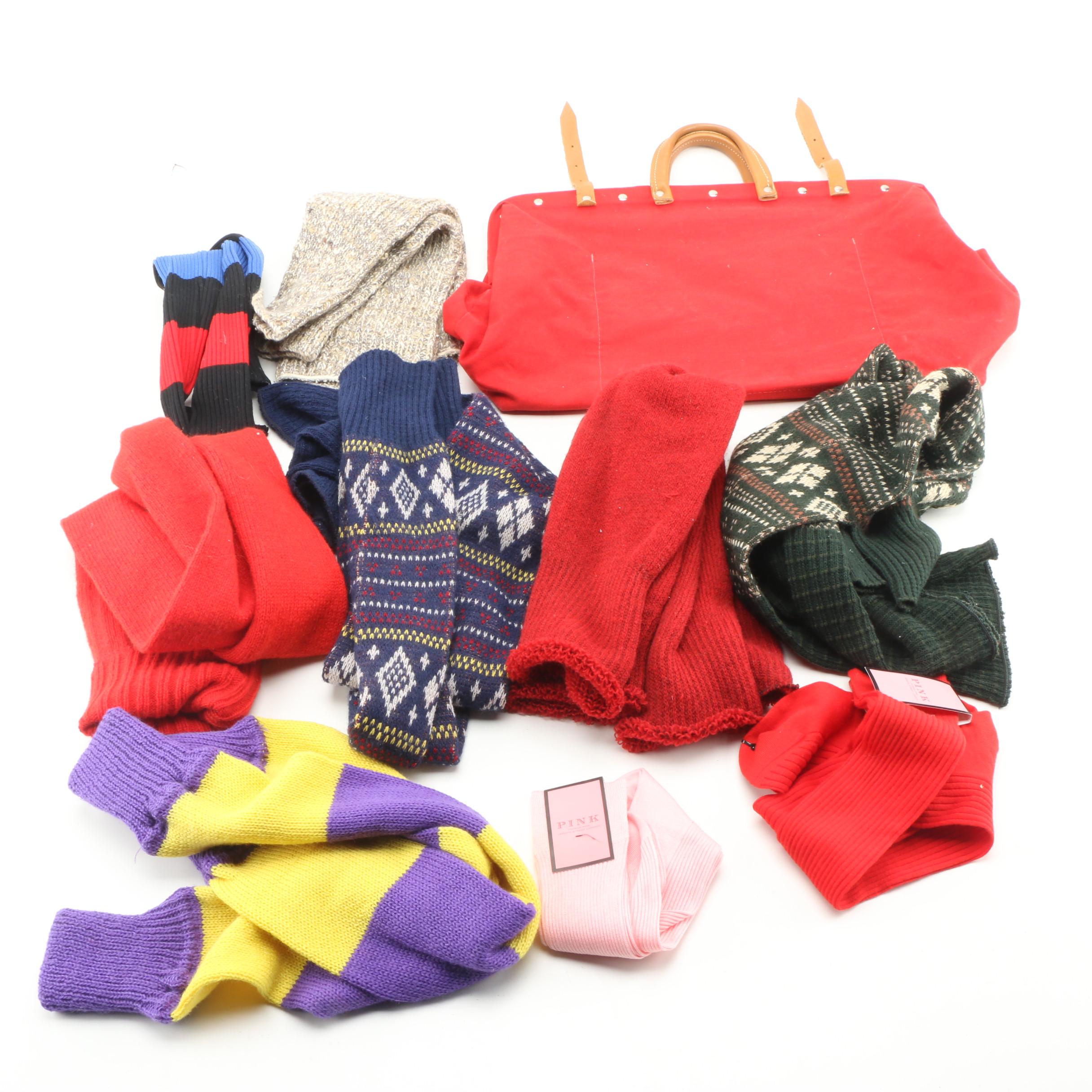 Men's and Women's Fashion Accessories Including Legwarmers and Thomas Pink Socks