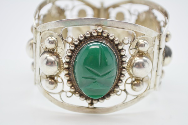 Sterling Silver Carved Resin Bracelet