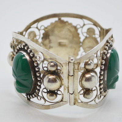 Sterling Silver Carved Resin Bracelet
