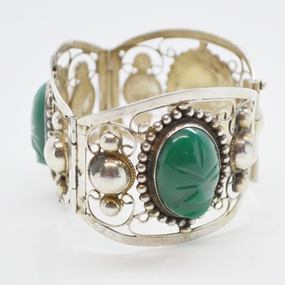 Sterling Silver Carved Resin Bracelet