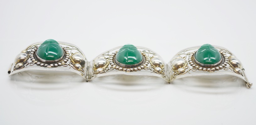 Sterling Silver Carved Resin Bracelet