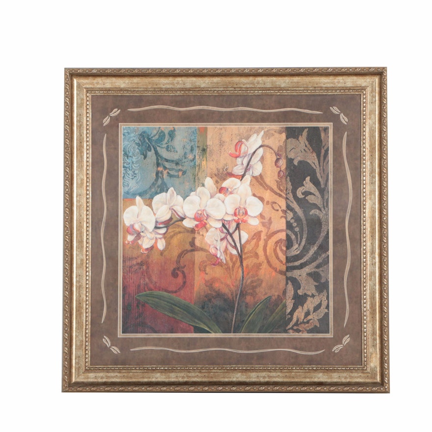 Framed Offset Lithograph of Orchids