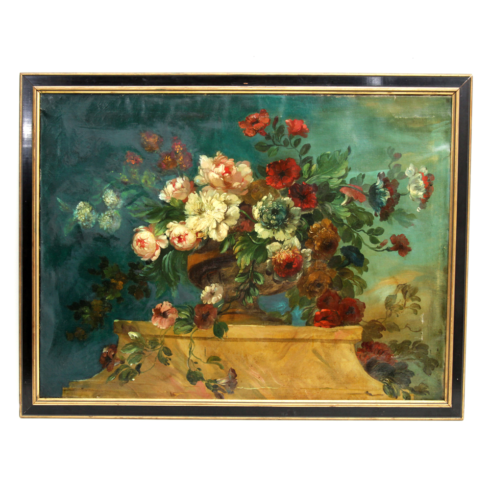 Continental School Oil Painting on Canvas of Floral Still Life