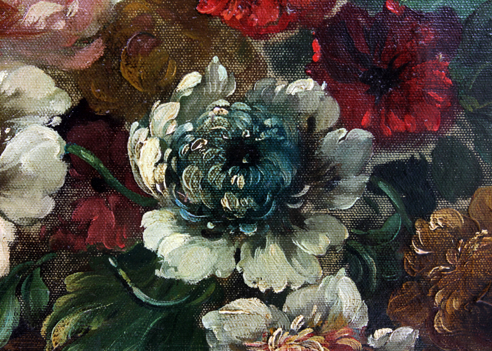 Continental School Oil Painting on Canvas of Floral Still Life