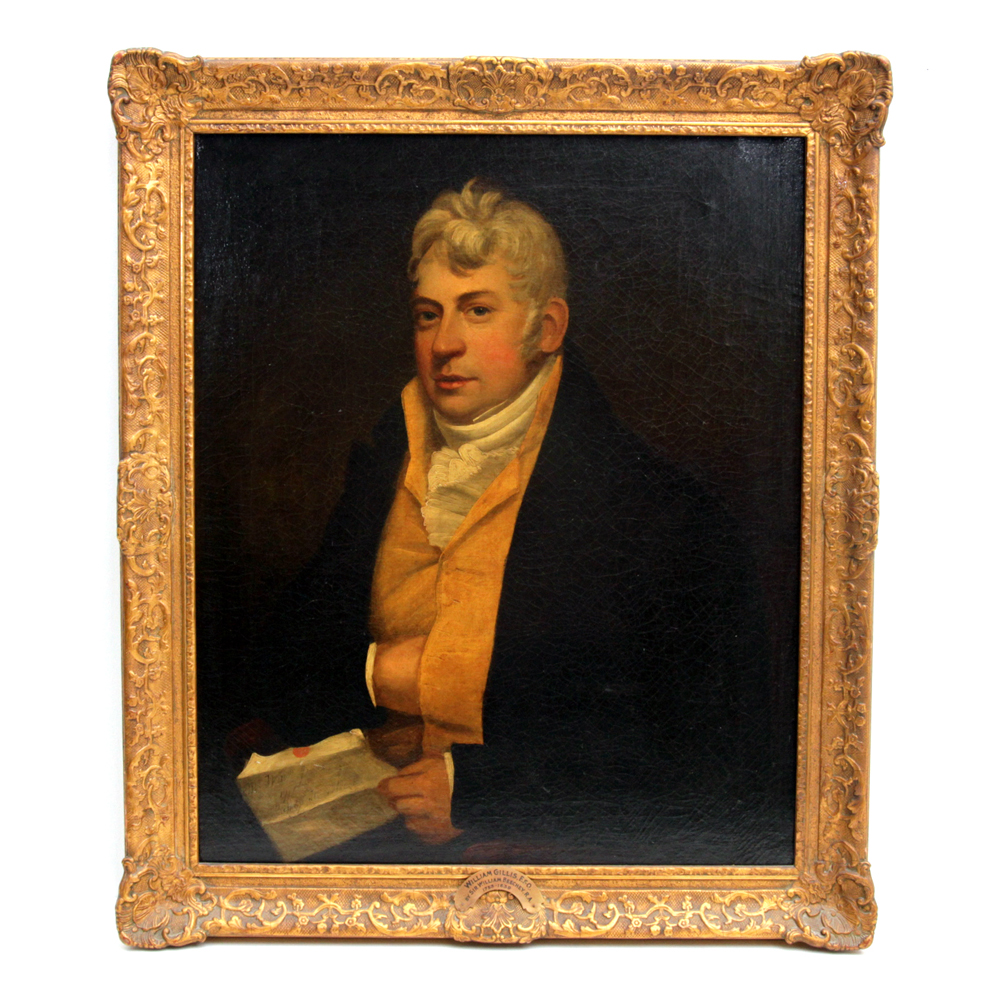 William Beechey 18th-Century Oil Portrait on Canvas of William Gillis