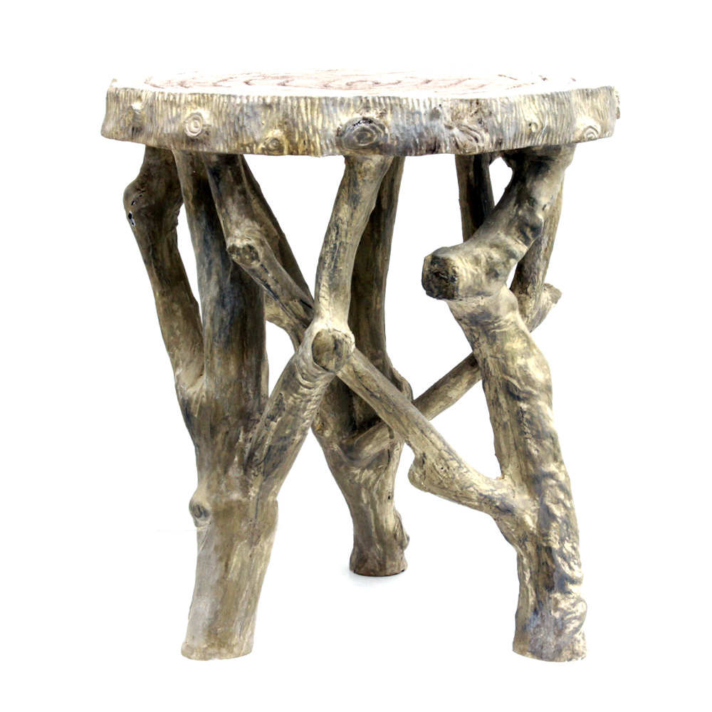 Rustic Style Faux Bois Resin Outdoor Occasional Table
