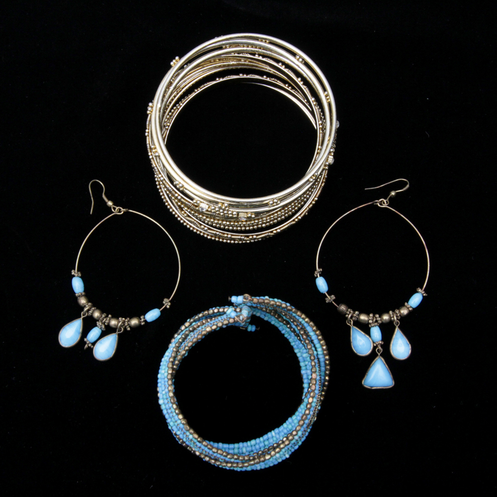 Fashion Costume Jewelry Bracelets and Earrings