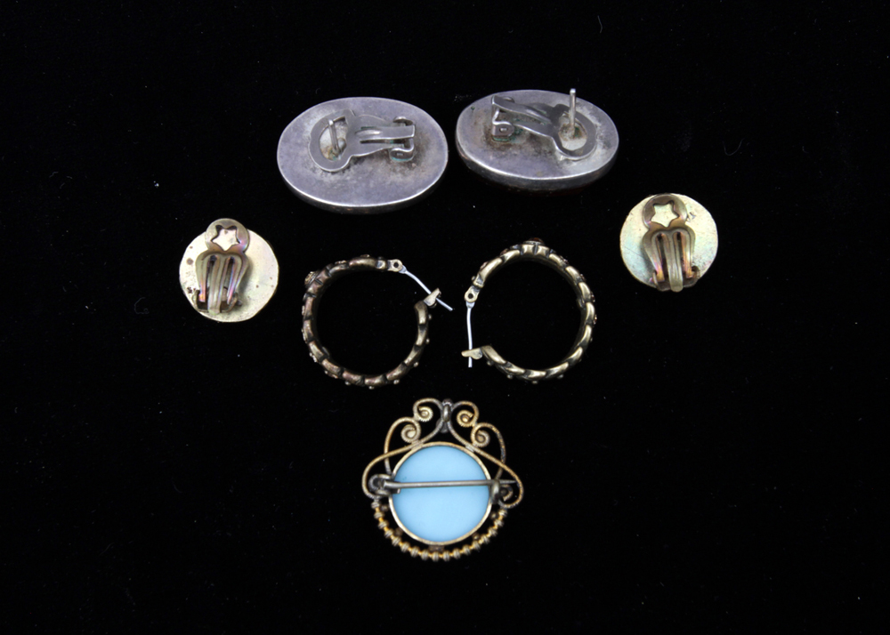 Vintage Costume Jewelry Earrings and Brooch