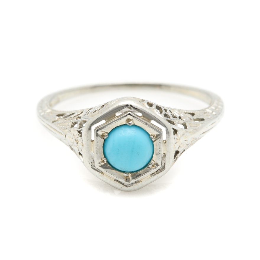 18K White Gold Turquoise Ring