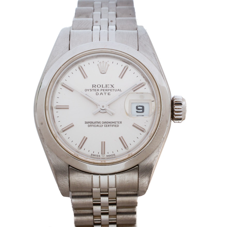 Rolex Perpetual Date Silver Index Automatic 26mm Stainless Steel Wristwatch