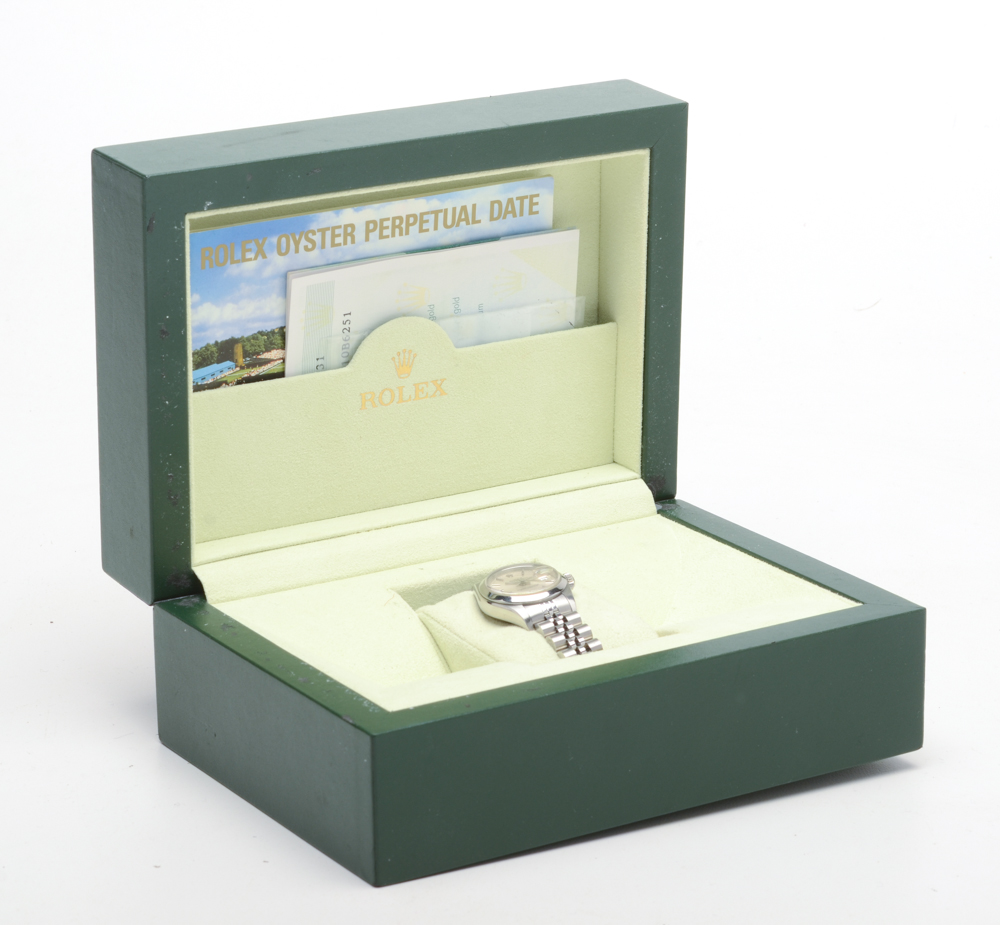 Rolex Perpetual Date Silver Index Automatic 26mm Stainless Steel Watch