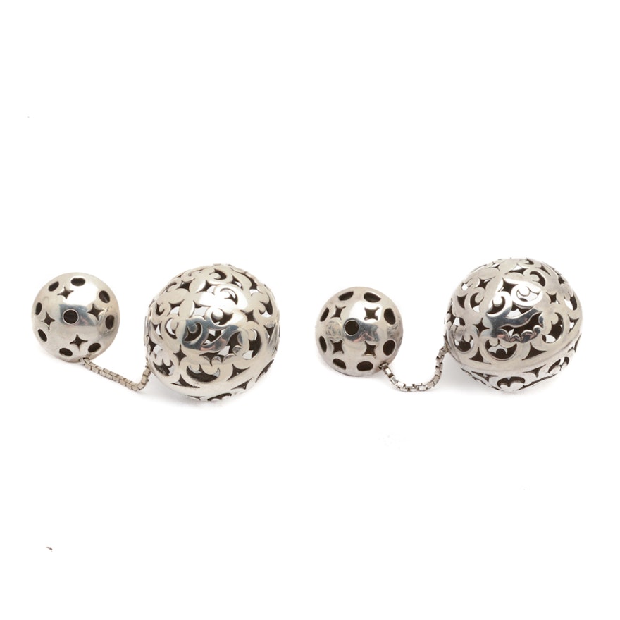 John Hardy Sterling Silver Omega Clip Ball Drop Earrings