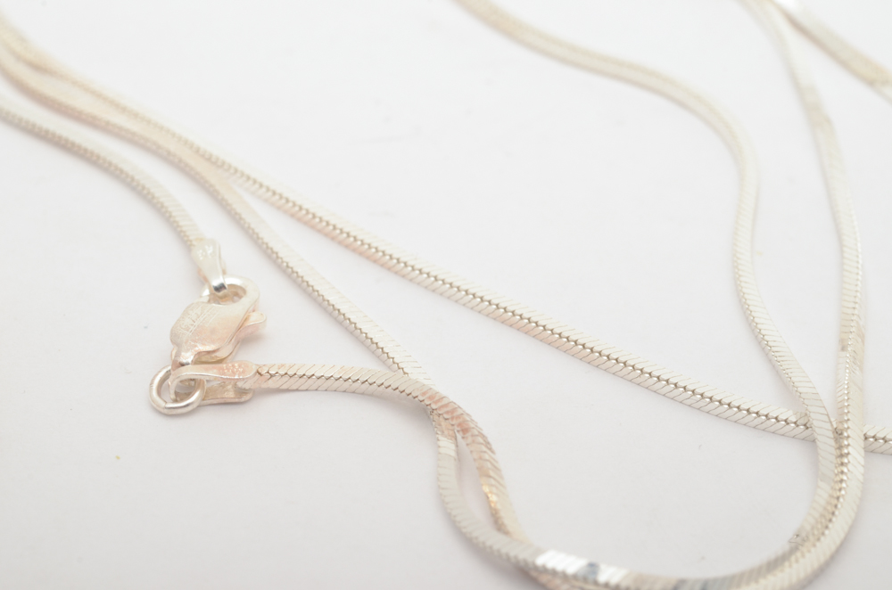 Three Sterling Silver Chain Necklaces