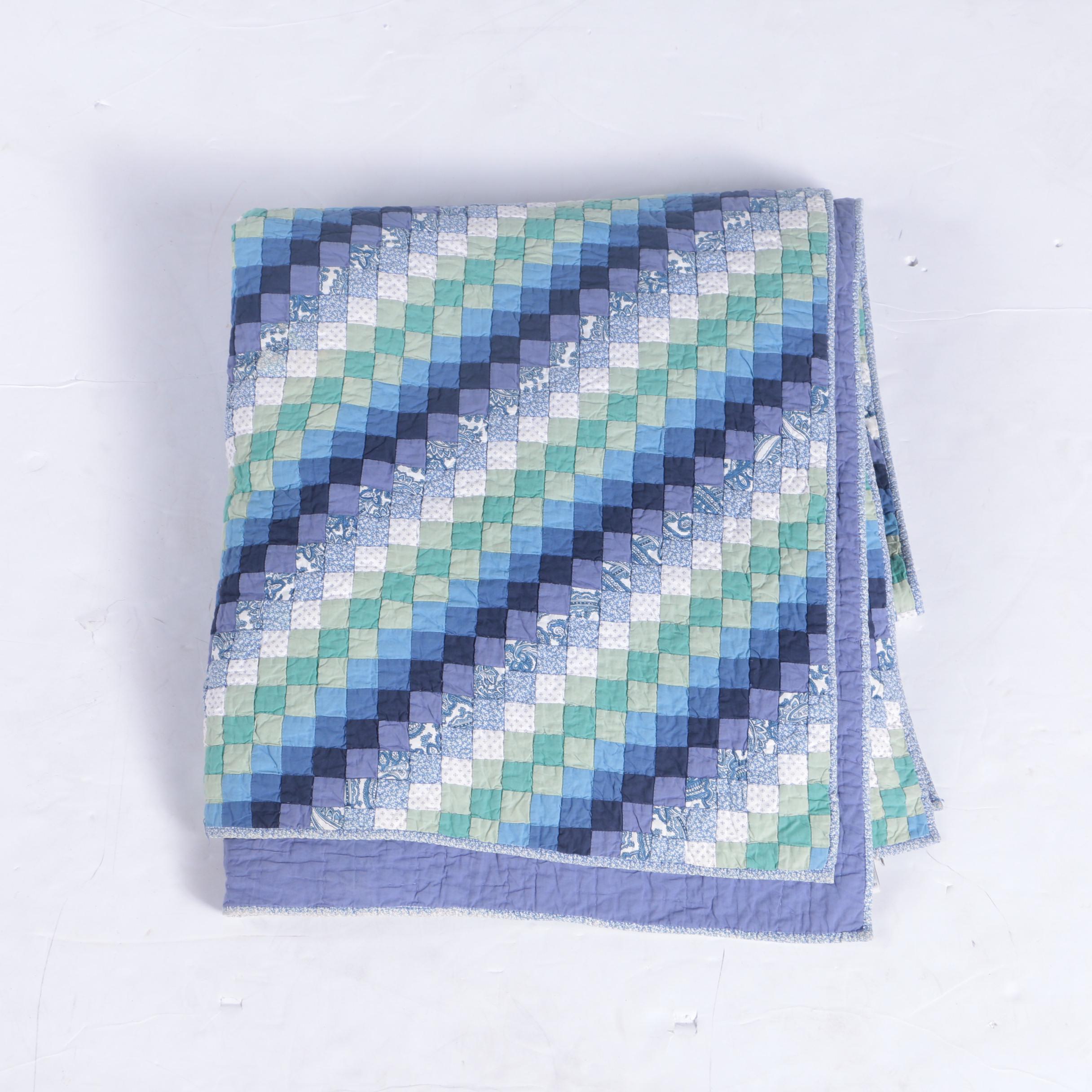 The Company Store Hand Crafted Blue and Green Quilt