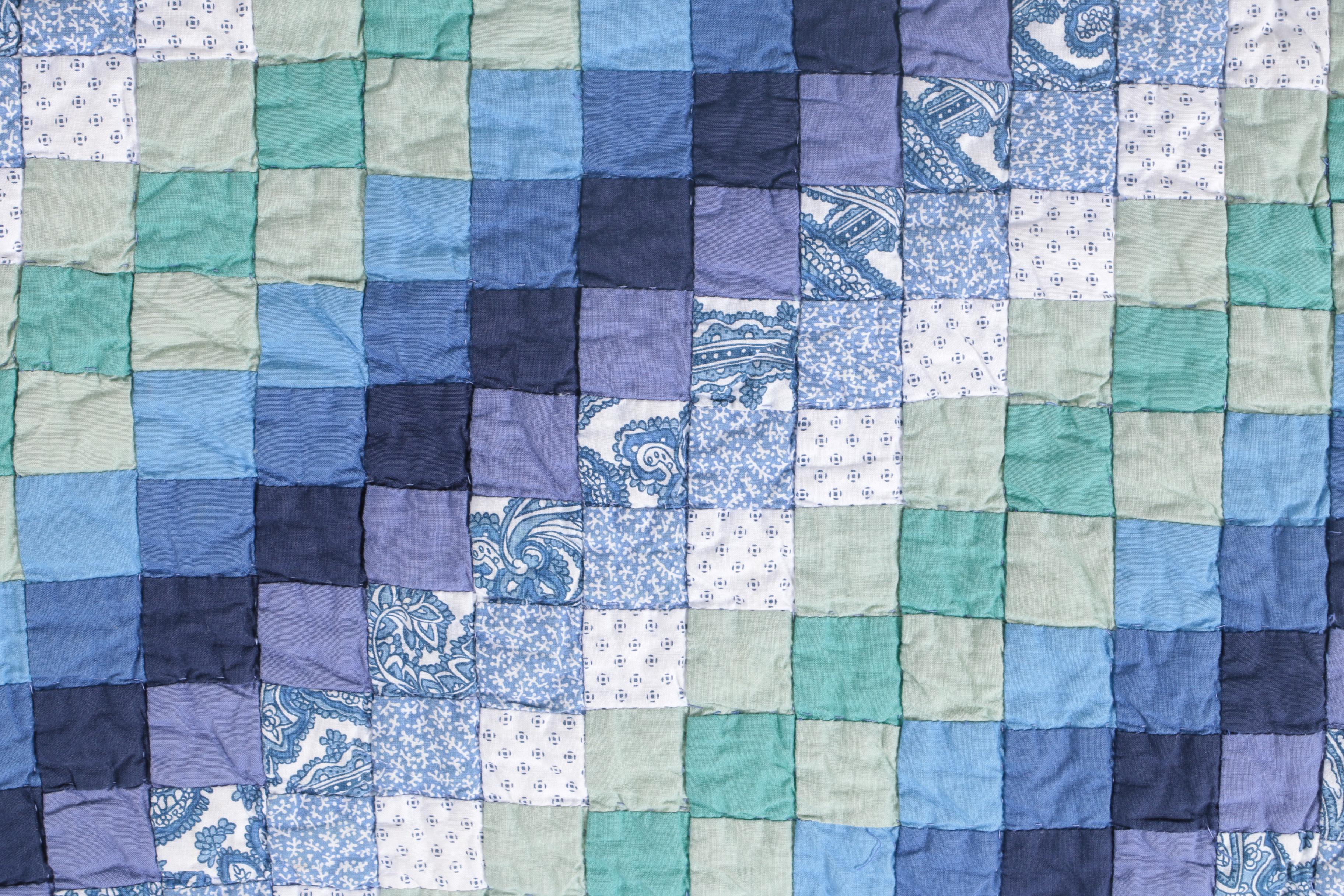 The Company Store Hand Crafted Blue and Green Quilt