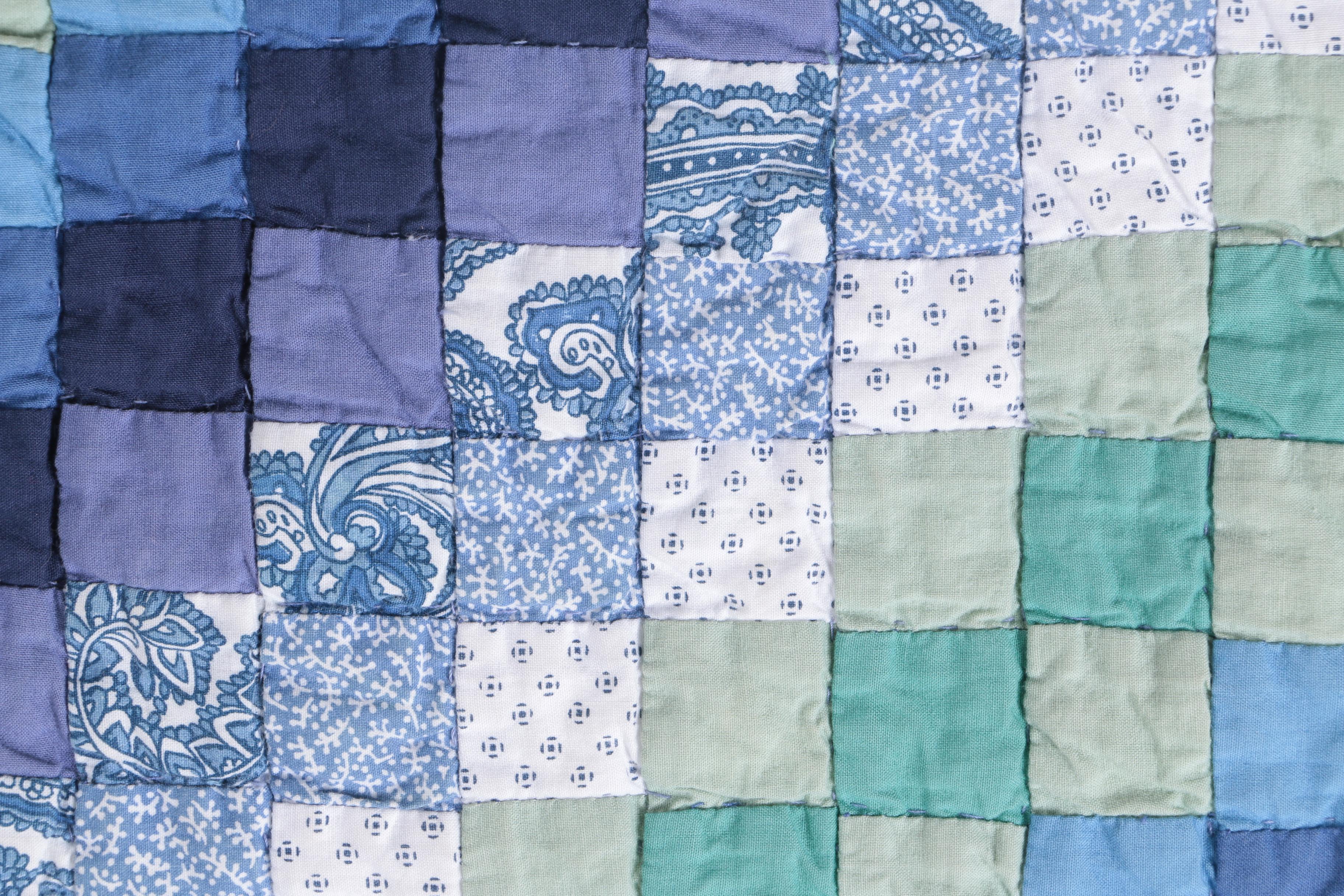 The Company Store Hand Crafted Blue and Green Quilt