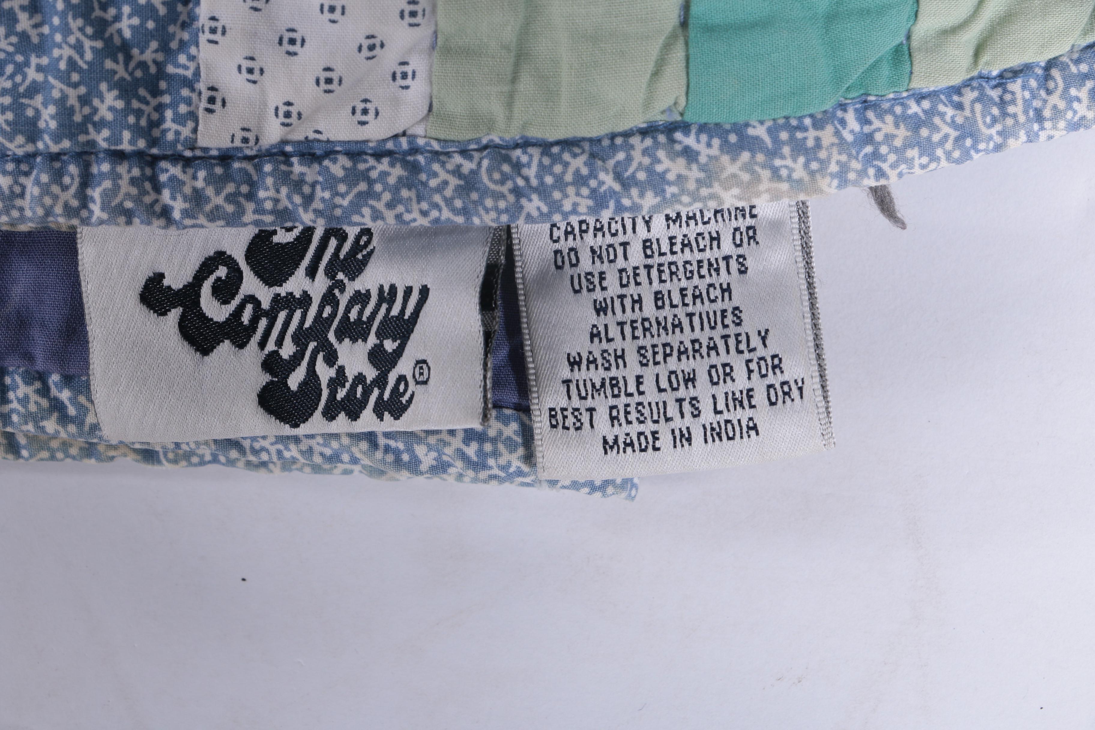 The Company Store Hand Crafted Blue and Green Quilt