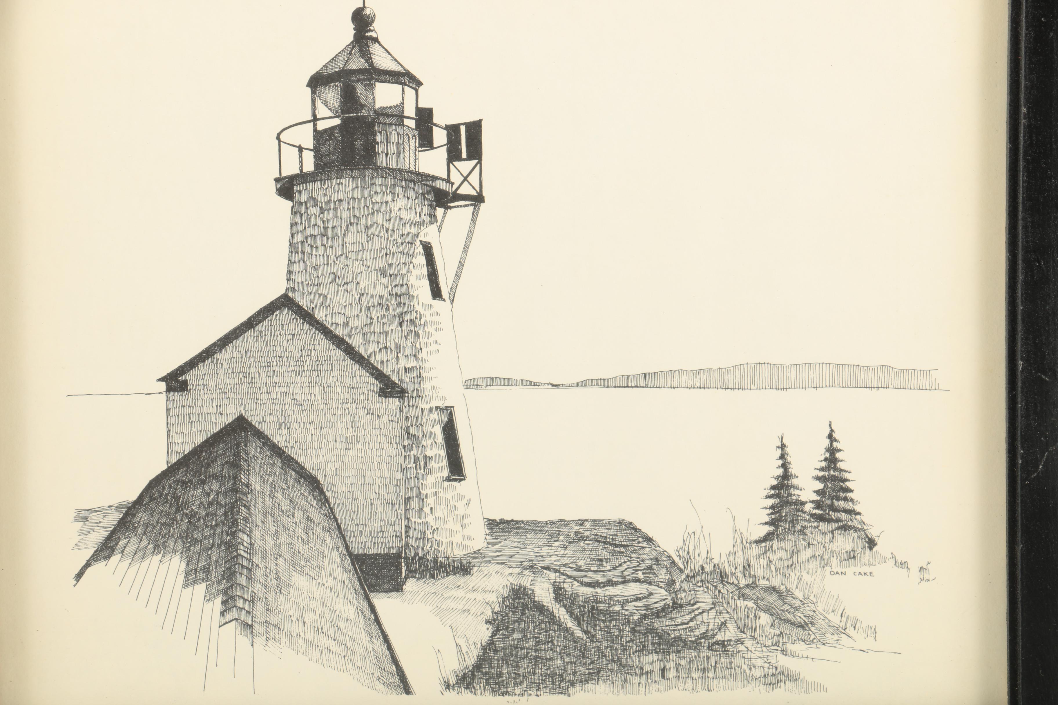 Dan Cake Ink Drawings of Light Houses