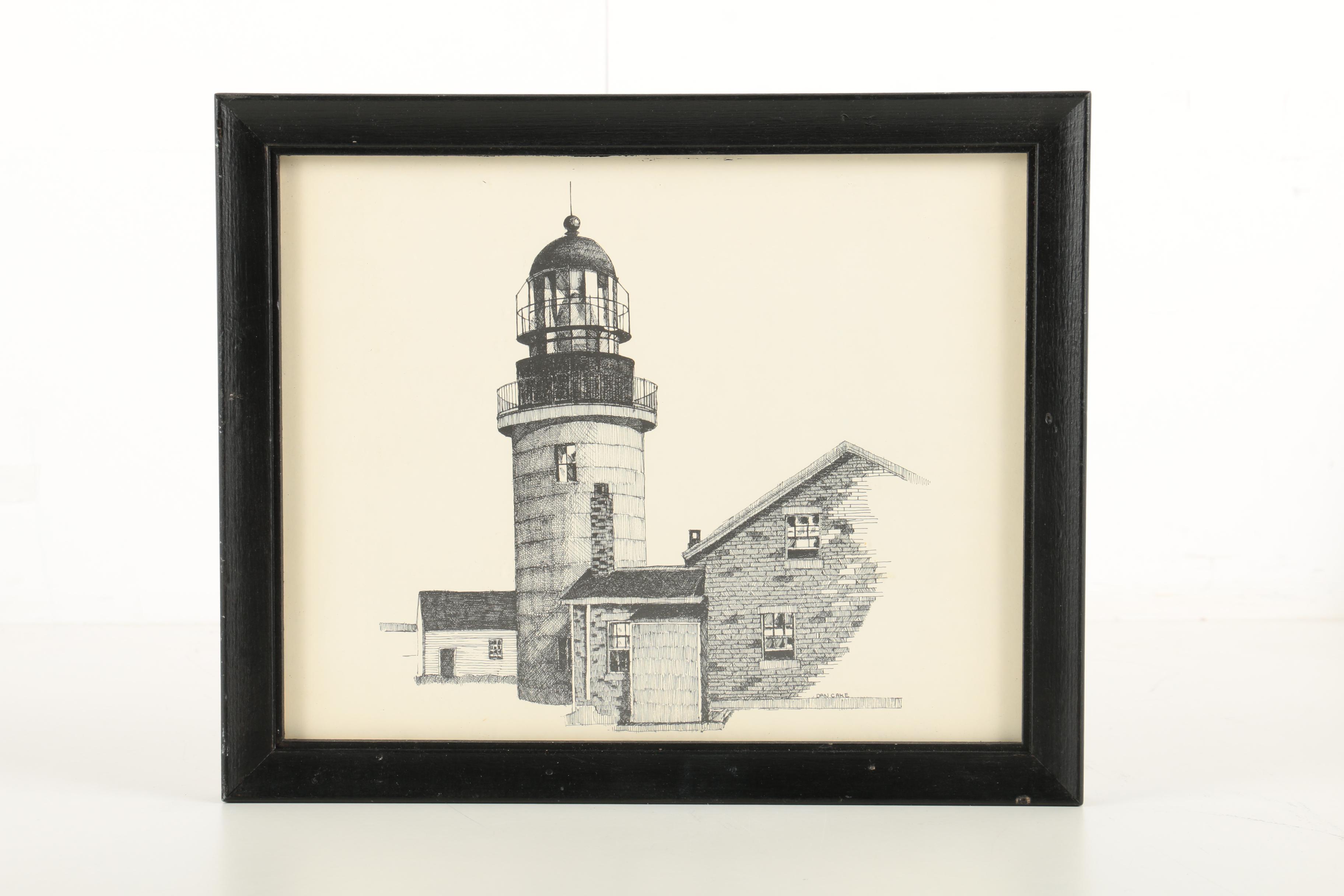 Dan Cake Ink Drawings of Light Houses