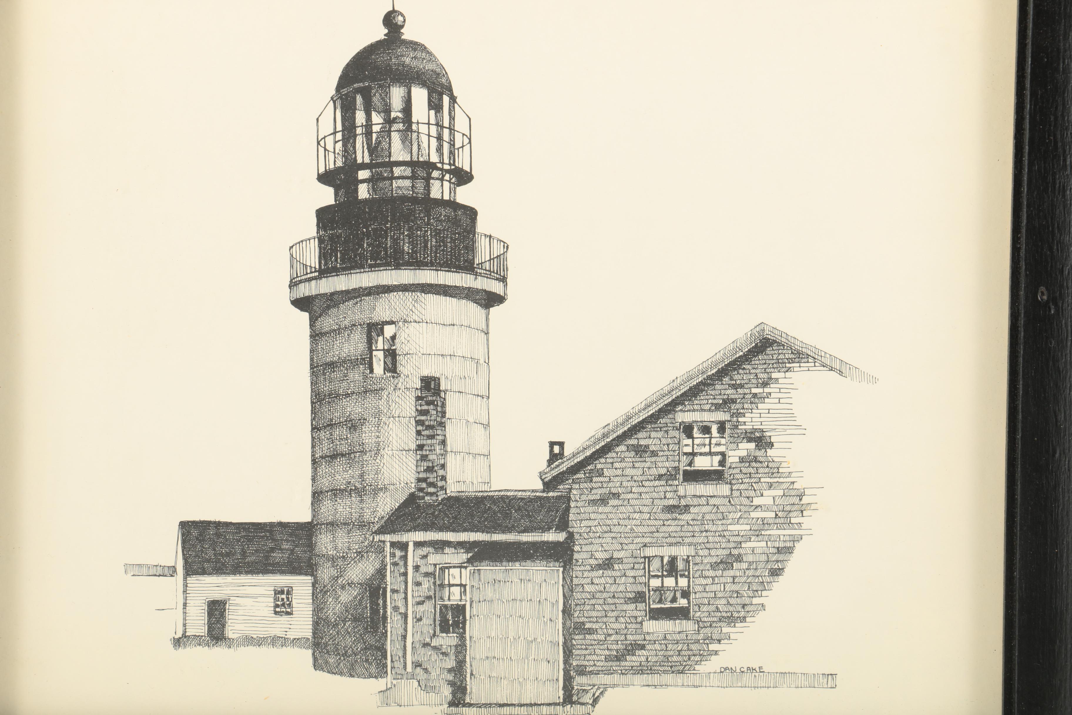 Dan Cake Ink Drawings of Light Houses