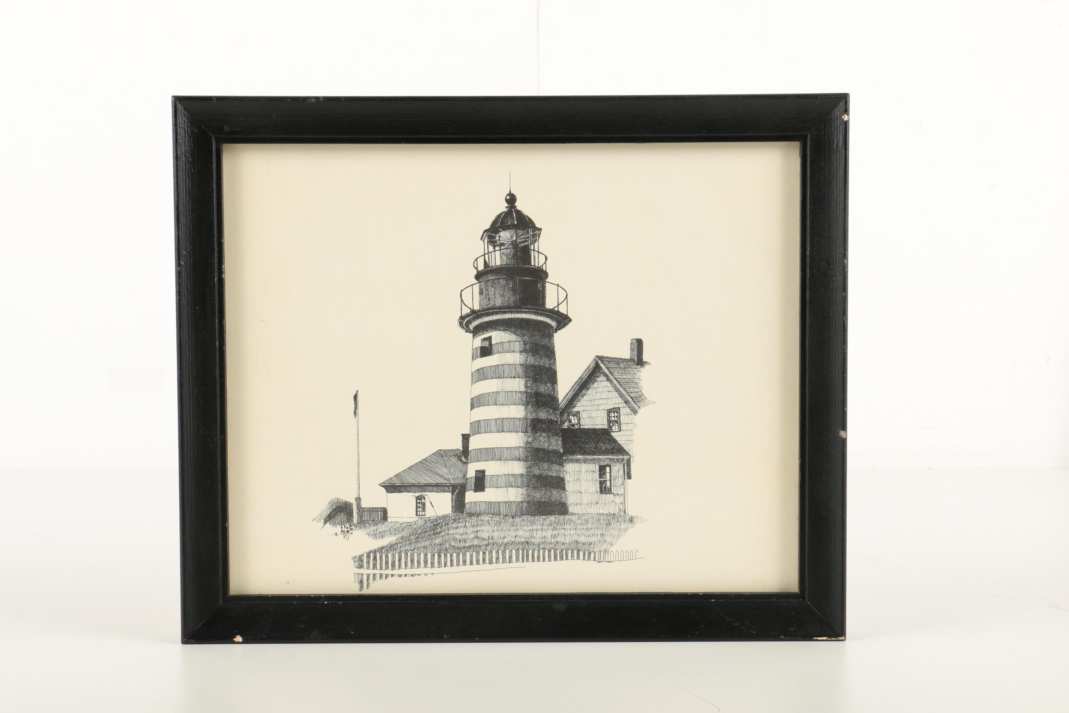 Dan Cake Ink Drawings of Light Houses