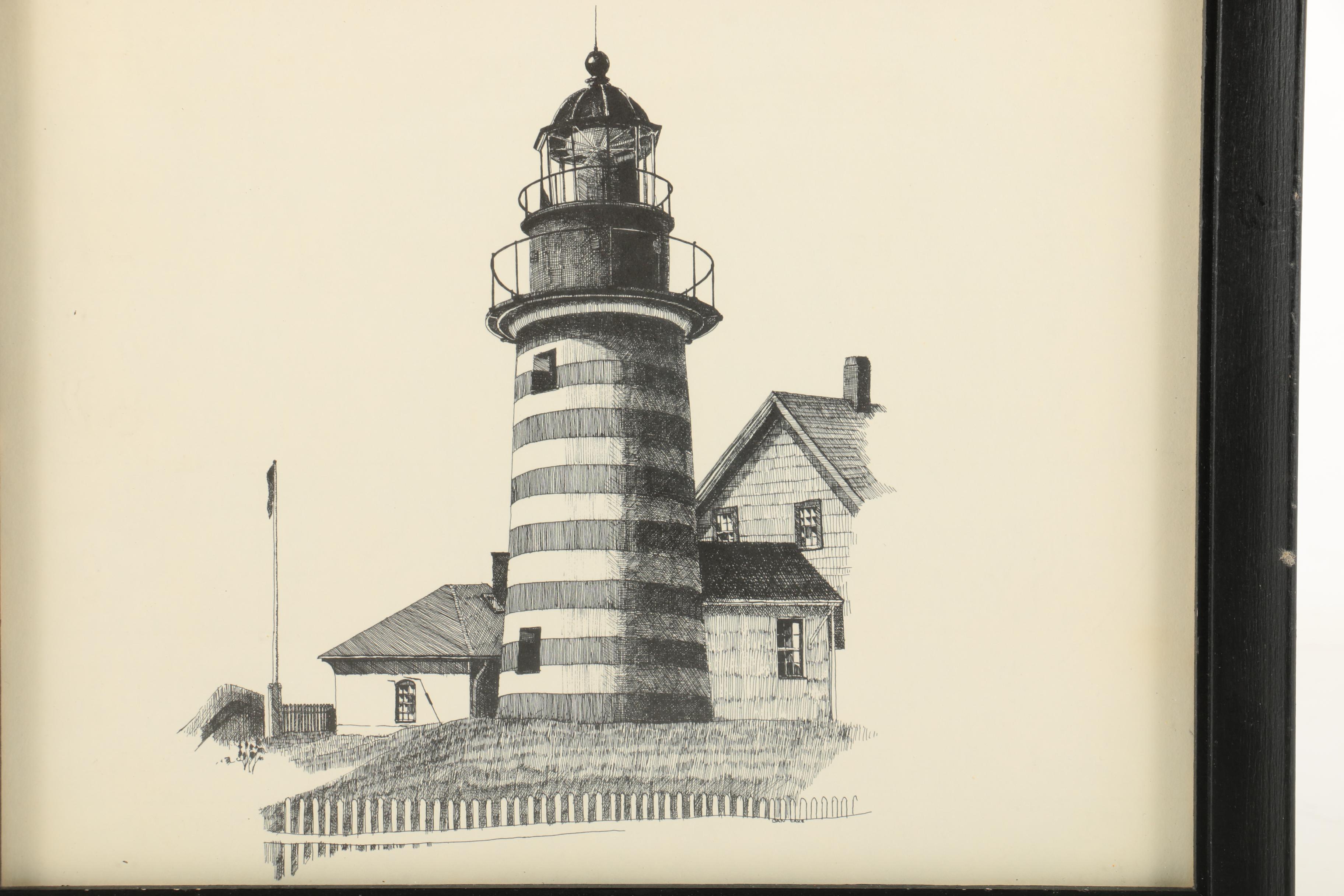 Dan Cake Ink Drawings of Light Houses