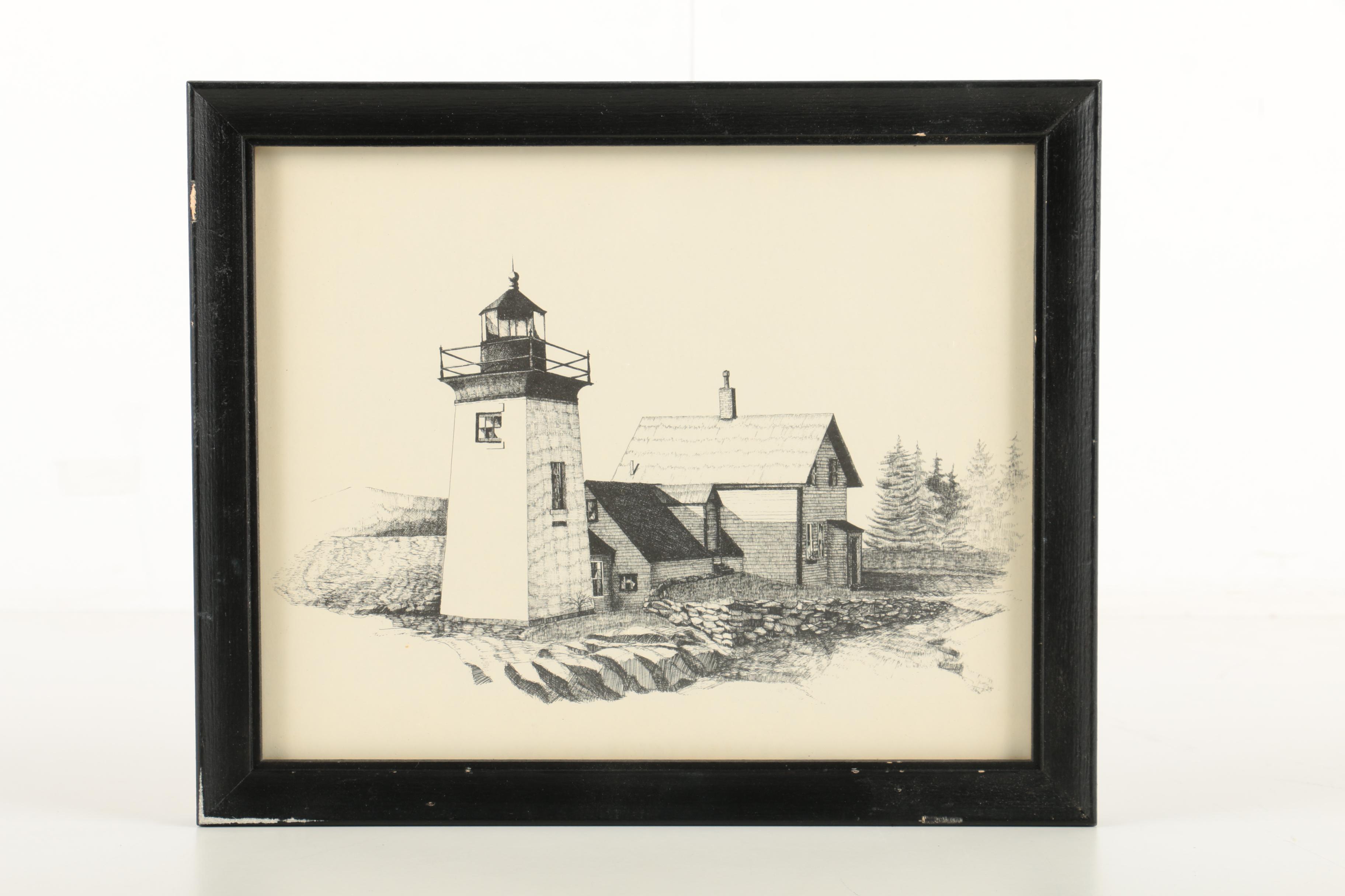 Dan Cake Ink Drawings of Light Houses