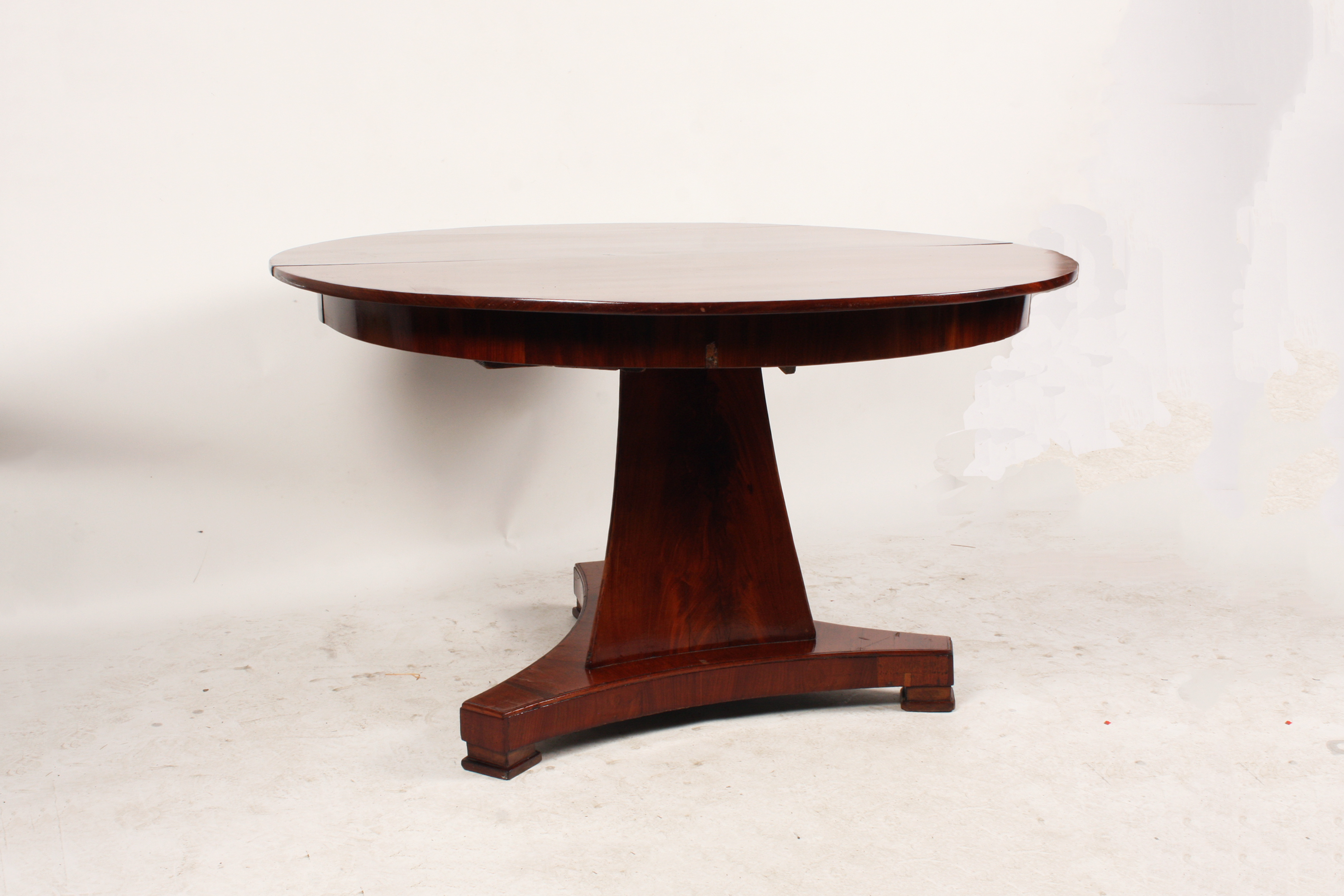 Antique Biedermeier Style Walnut Round Dining Table