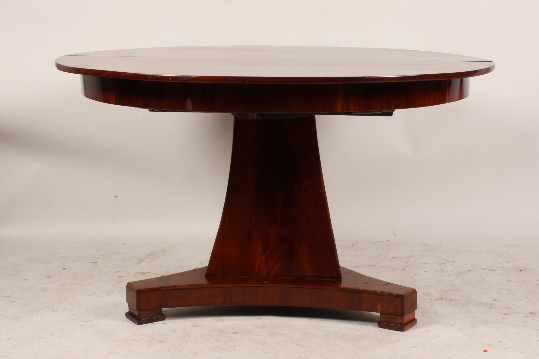 Antique Biedermeier Style Walnut Round Dining Table