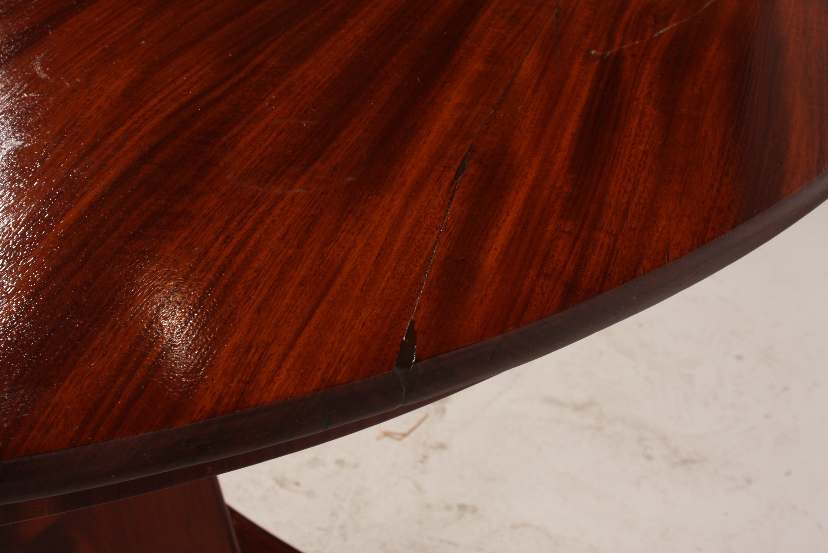 Antique Biedermeier Style Walnut Round Dining Table