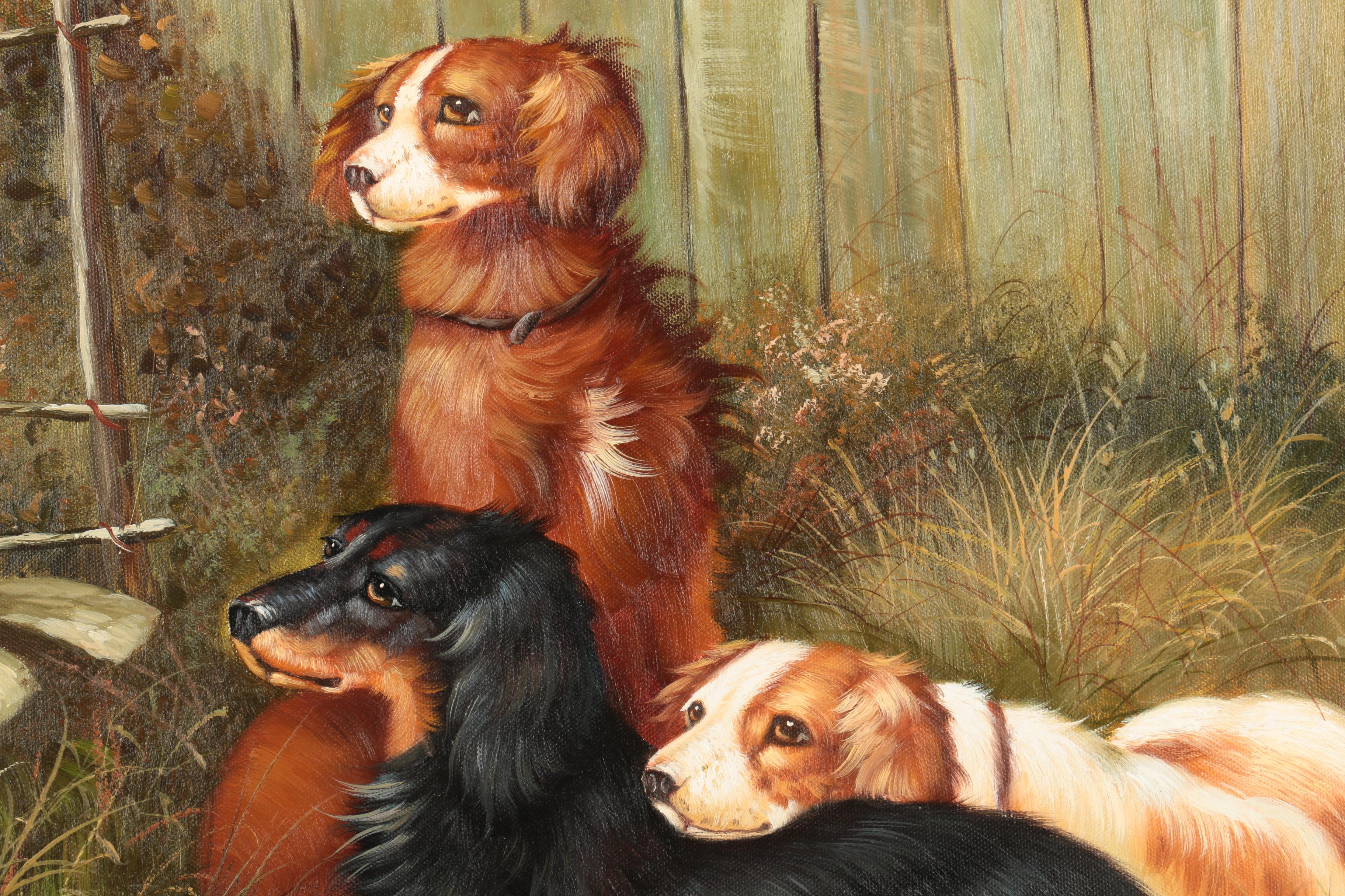 Andre Luce Oil on Canvas of Setters