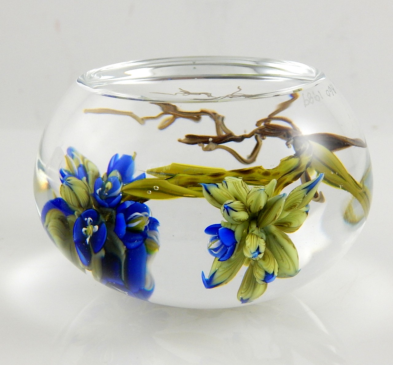 Signed Paul Stankard Handcrafted Art Glass Paperweight