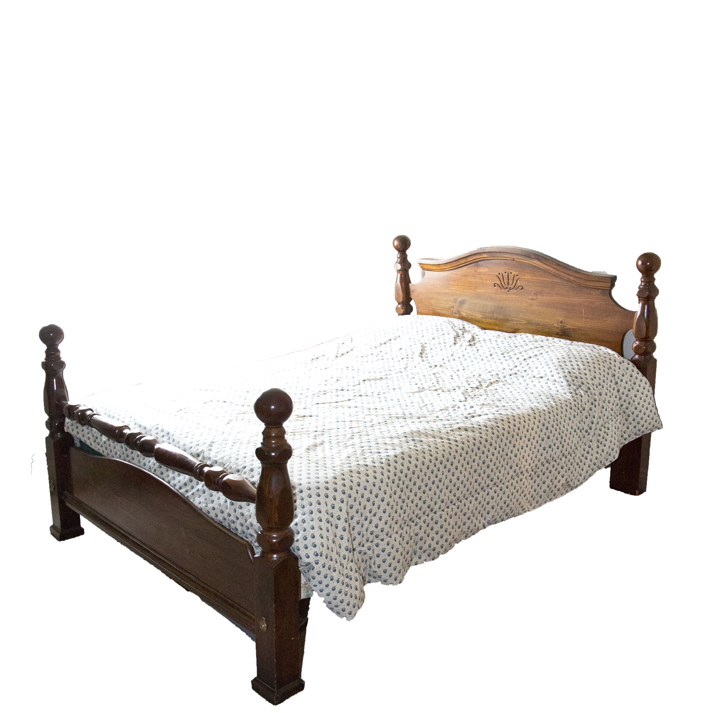 Federal Style Pine Cannonball Bed Frame