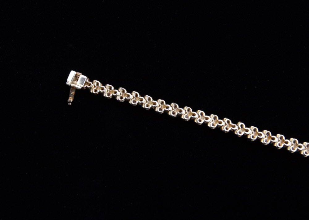 18K Yellow Gold 2.70 CTW Emerald and 2.30 CTW Diamond Tennis Bracelet