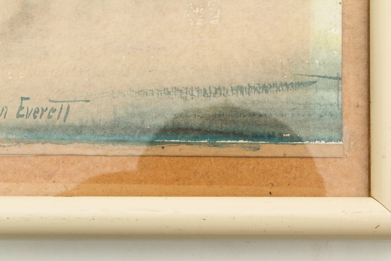 Helen Everett Watercolor Painting on Paper of Still Life with White Flowers