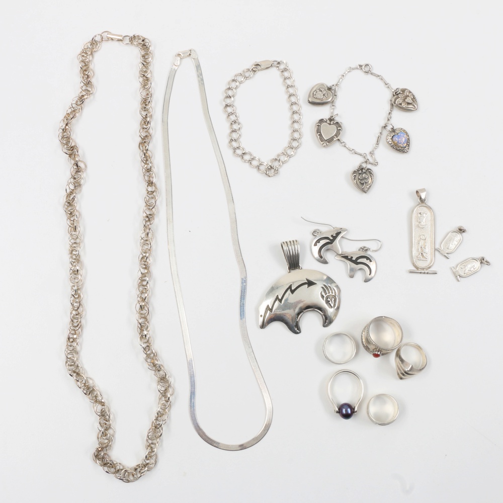 Collection of Sterling Silver and 850 Silver  Jewelry
