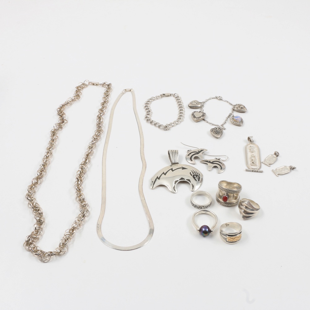 Collection of Sterling Silver and 850 Silver  Jewelry