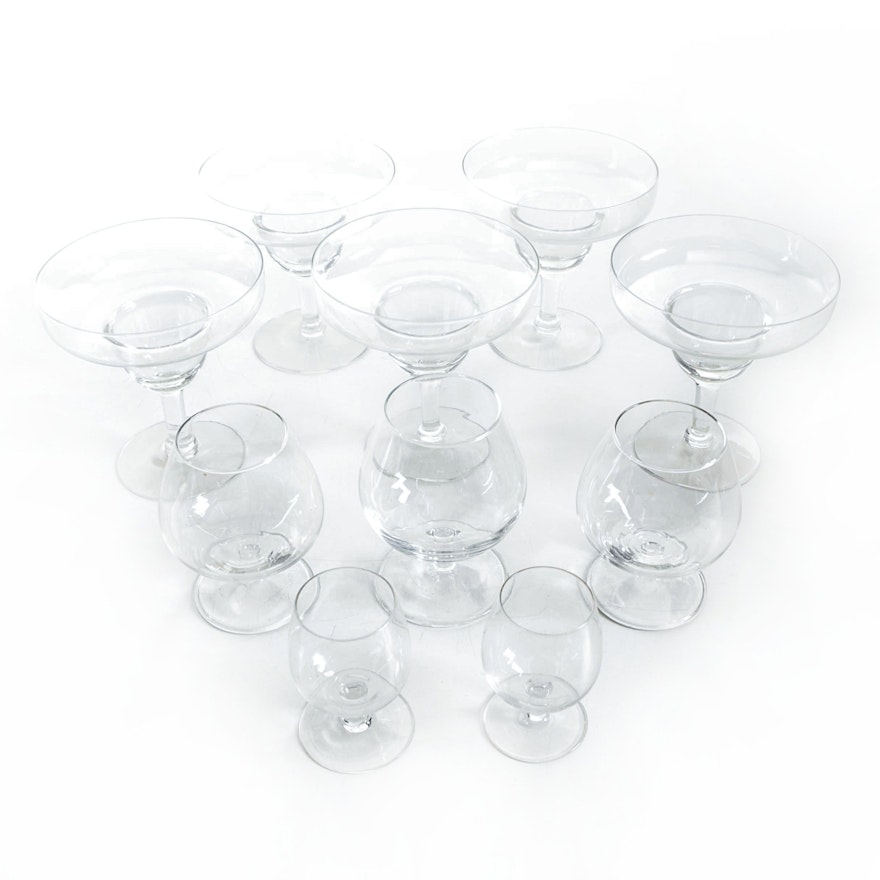 Glass Stemware with Margarita Glasses