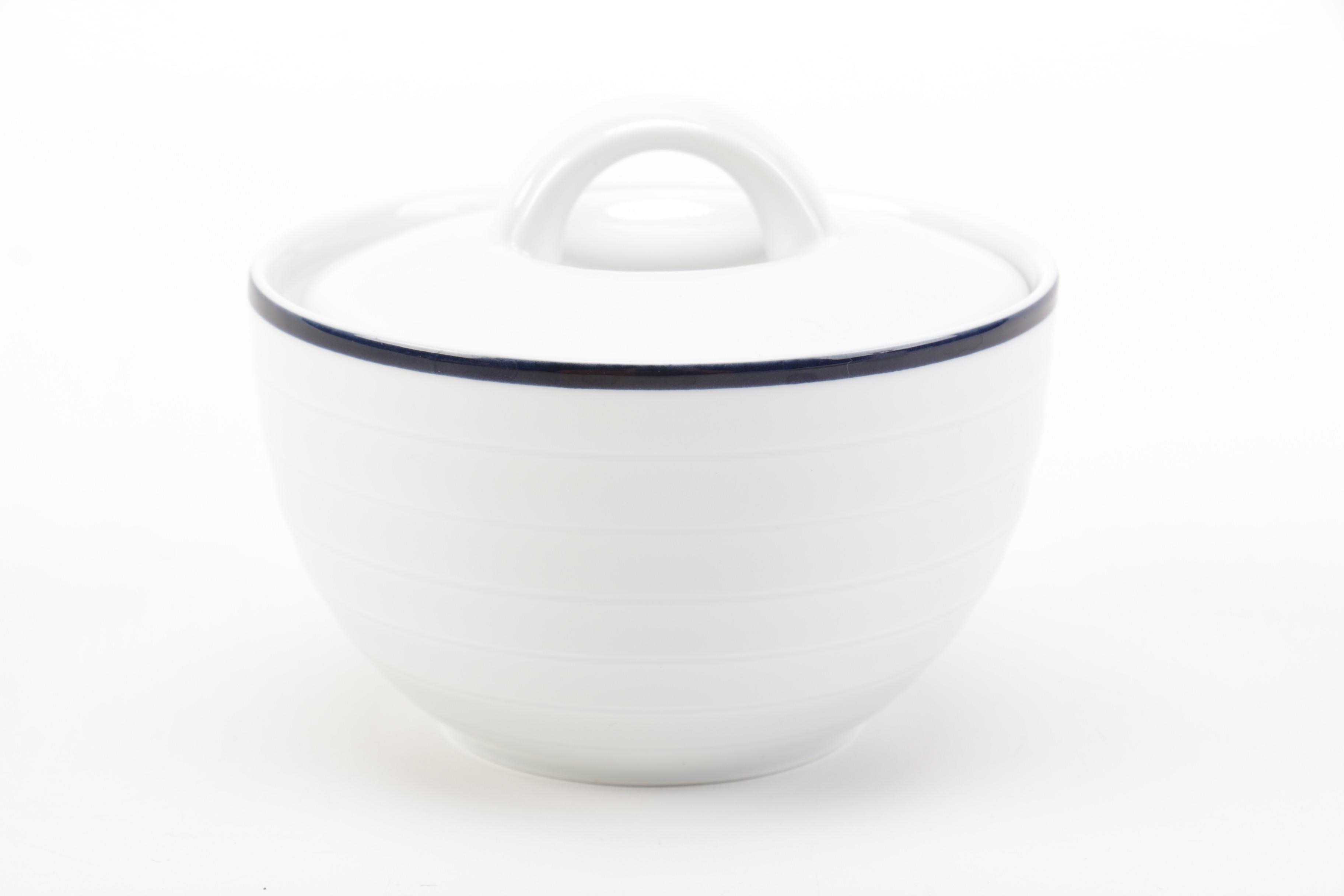 Crate & Barrel "Roulette" Cream and Sugar Bowl with "Kahla" Plate