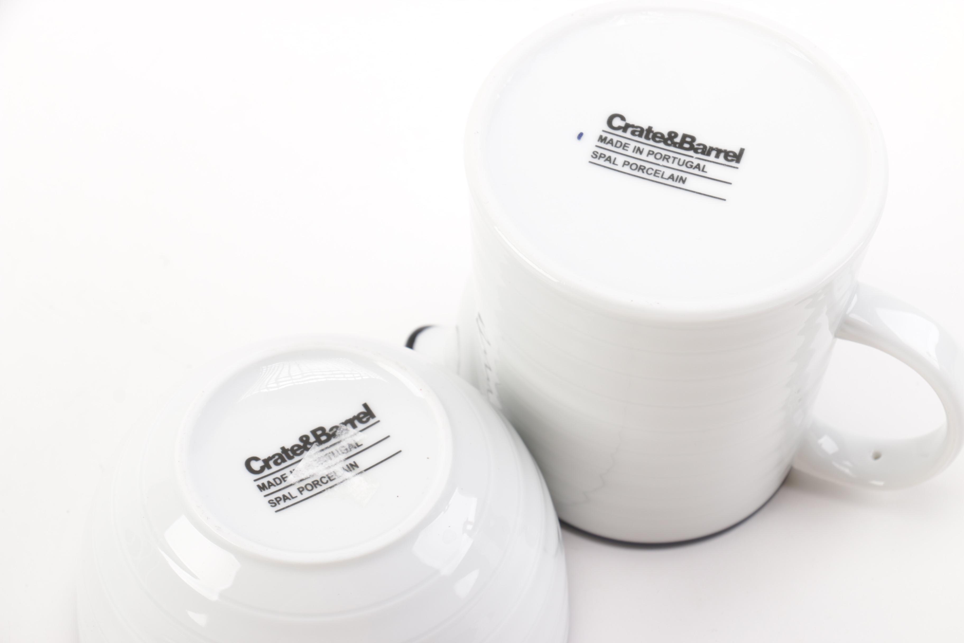 Crate & Barrel "Roulette" Cream and Sugar Bowl with "Kahla" Plate