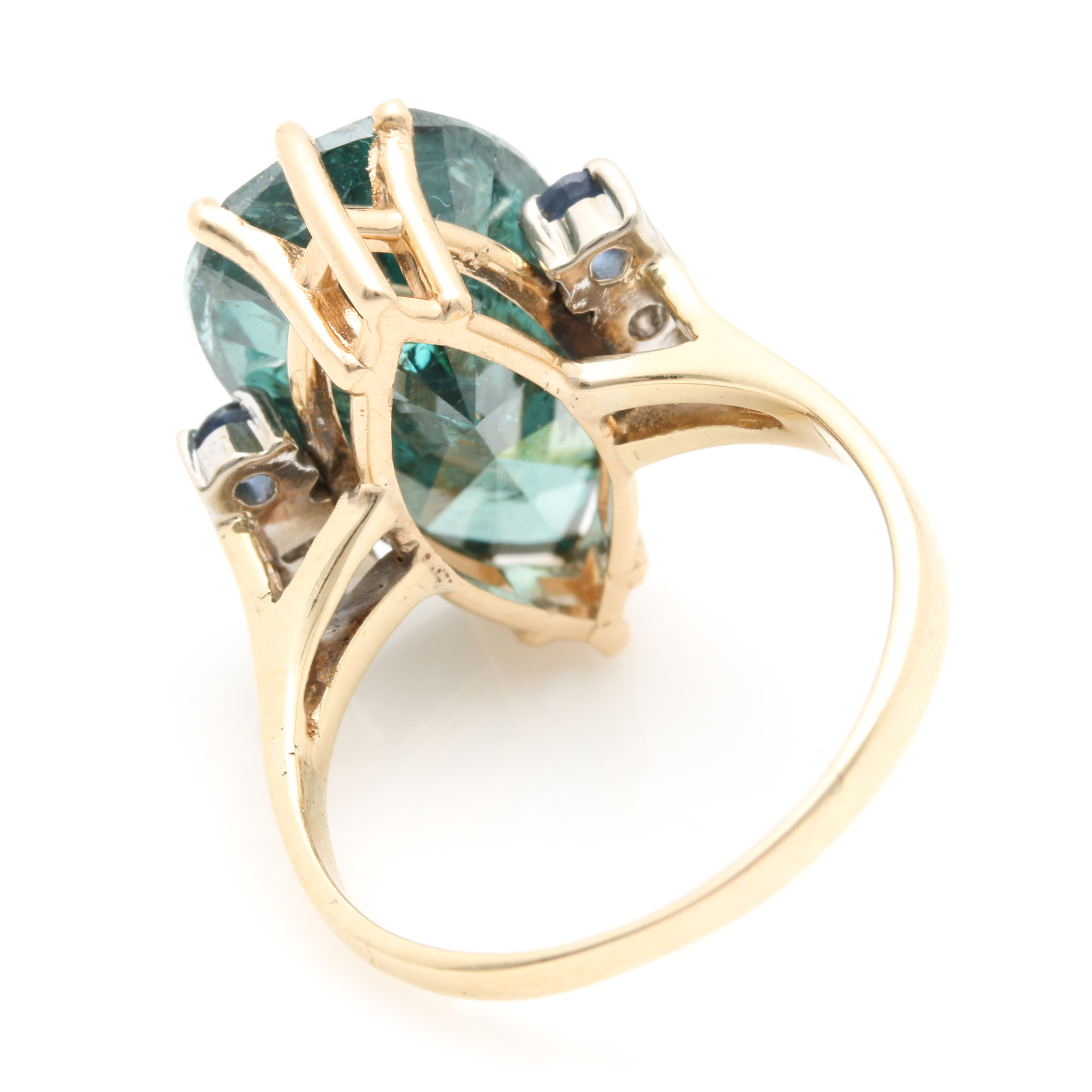 14K Yellow Gold 8.70 CTW Diamond and Sapphire Ring