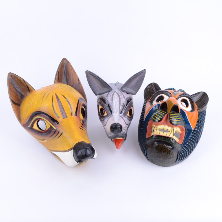 Hand Carved Wooden Masks from Ecuador