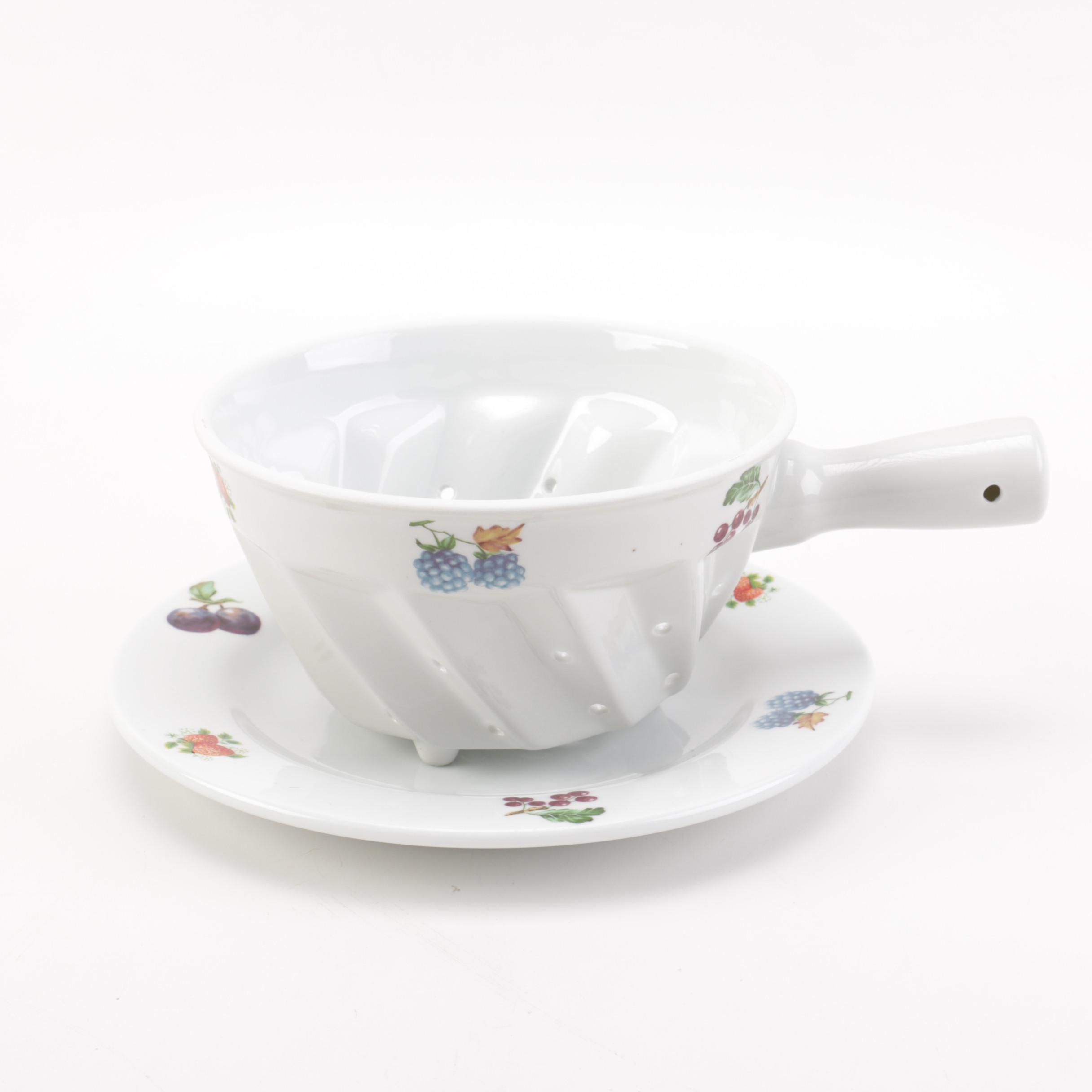 Cordon Bleu Porcelain Colander and Plate