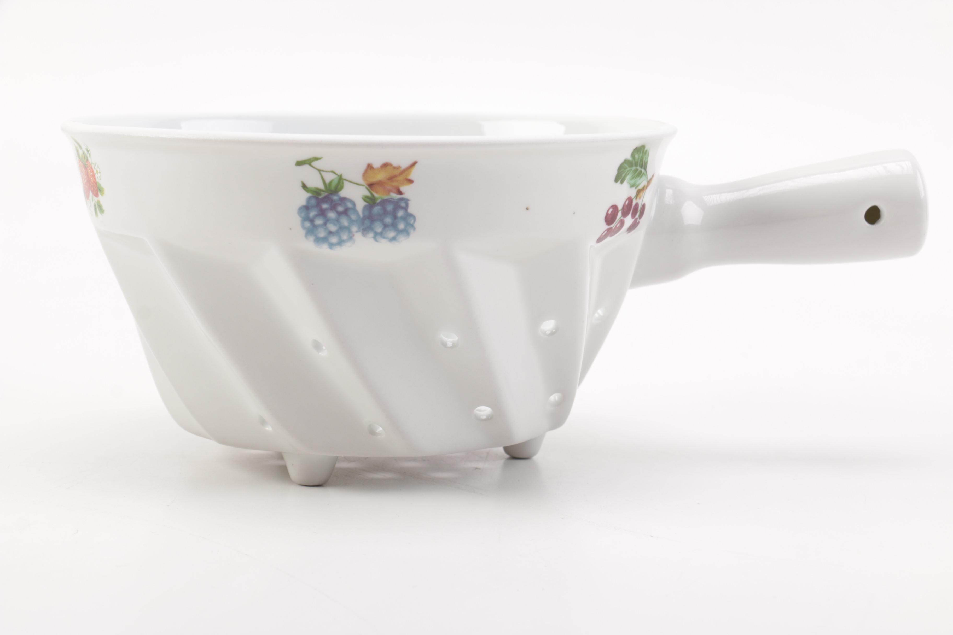 Cordon Bleu Porcelain Colander and Plate