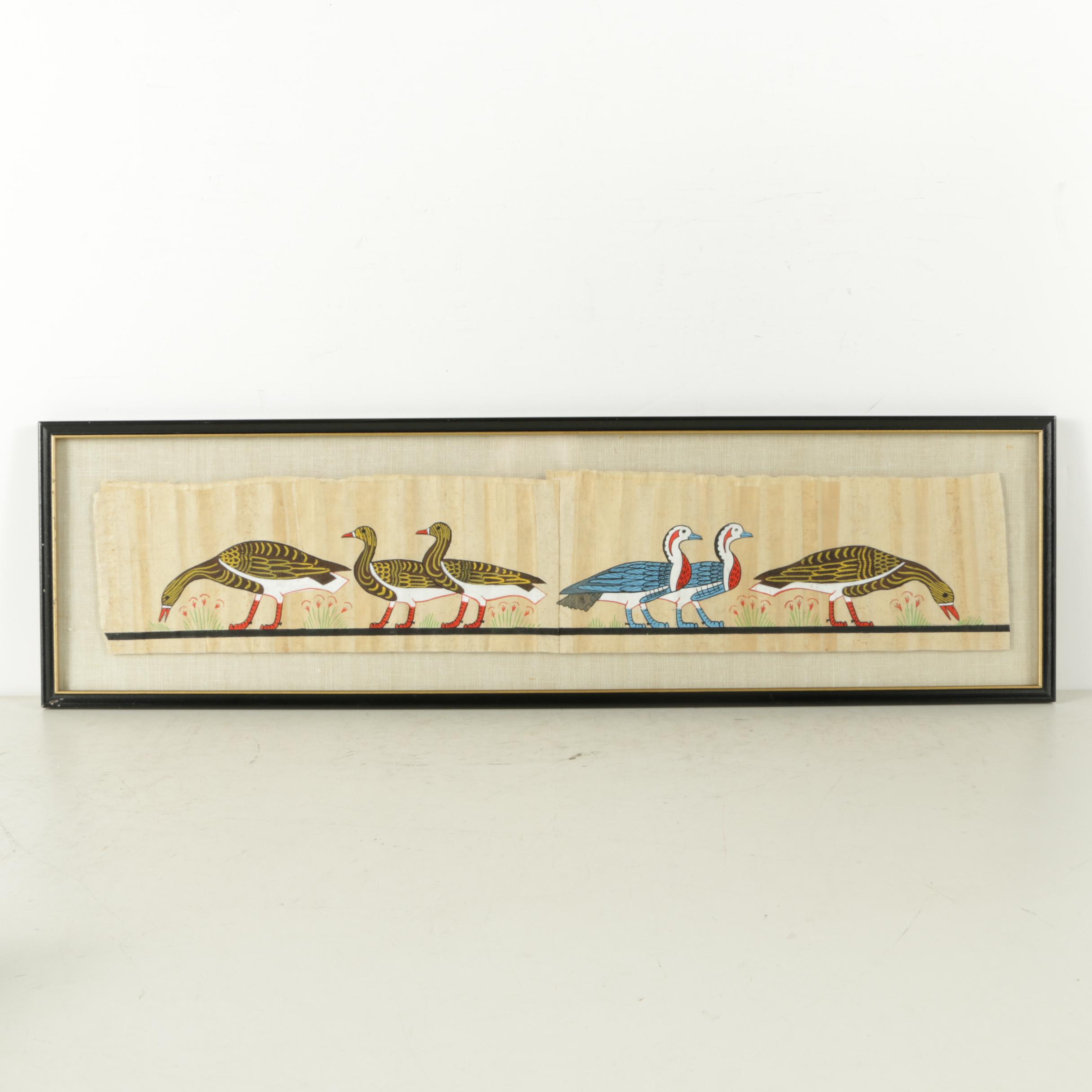 Gouache Paintings on Papyrus of Egyptian Themes